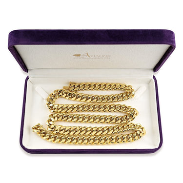 10k Yellow Semi-Solid Gold Cuban Link Chain 11 mm